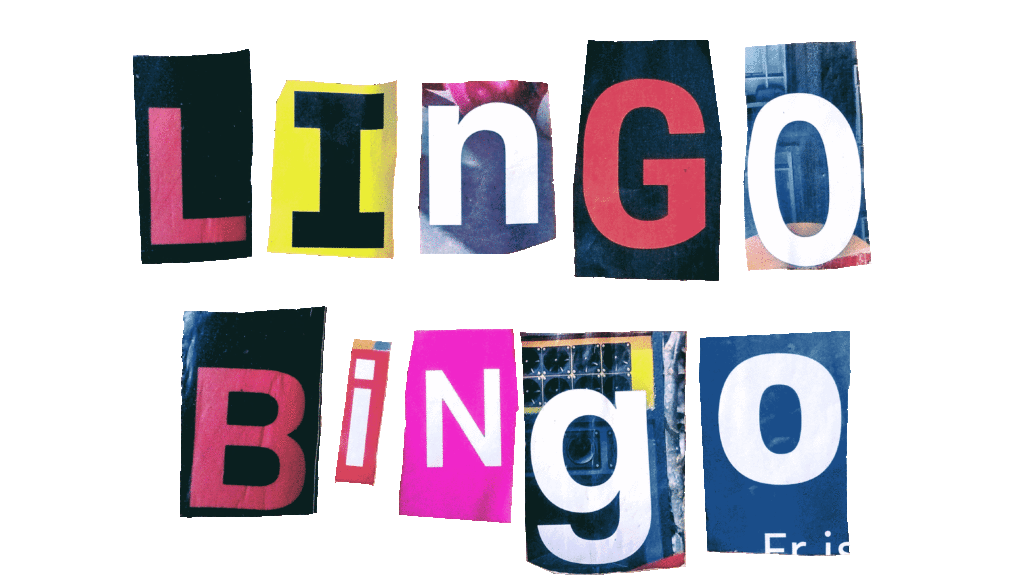 collage featuring letters with LINGO BINGO